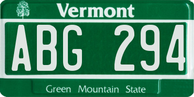 VT license plate ABG294