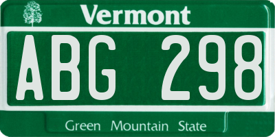 VT license plate ABG298