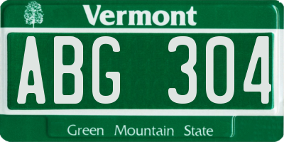 VT license plate ABG304