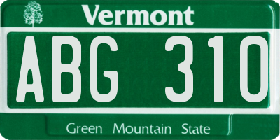 VT license plate ABG310