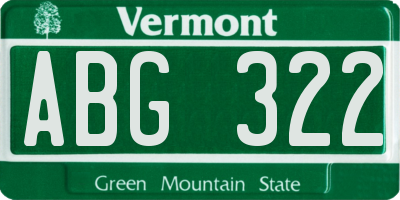 VT license plate ABG322