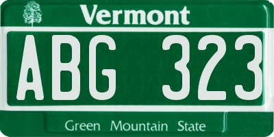 VT license plate ABG323