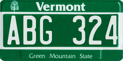 VT license plate ABG324