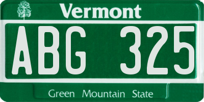 VT license plate ABG325