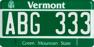 VT license plate ABG333