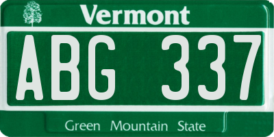 VT license plate ABG337