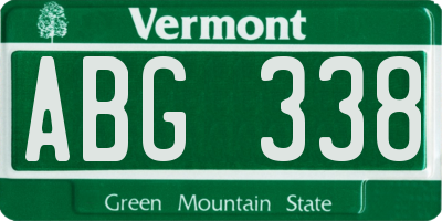 VT license plate ABG338