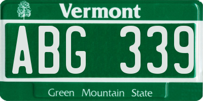 VT license plate ABG339