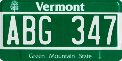 VT license plate ABG347