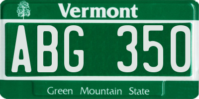 VT license plate ABG350