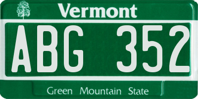 VT license plate ABG352