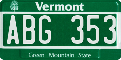 VT license plate ABG353