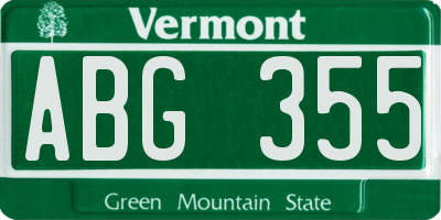 VT license plate ABG355