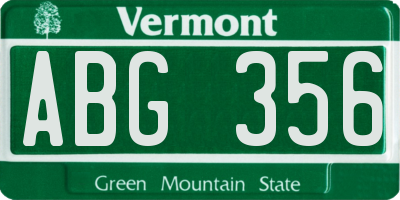 VT license plate ABG356