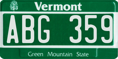 VT license plate ABG359