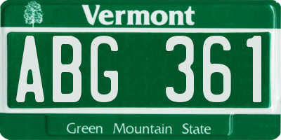 VT license plate ABG361