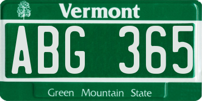 VT license plate ABG365