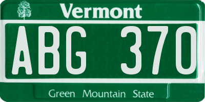 VT license plate ABG370