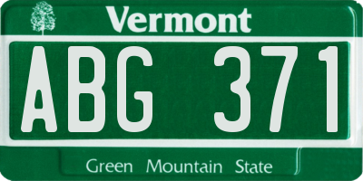 VT license plate ABG371