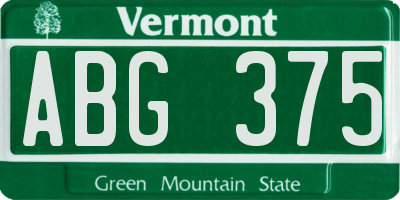 VT license plate ABG375