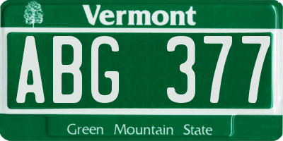 VT license plate ABG377