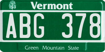 VT license plate ABG378