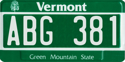 VT license plate ABG381