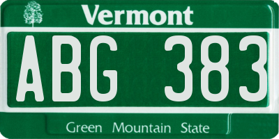 VT license plate ABG383