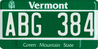 VT license plate ABG384