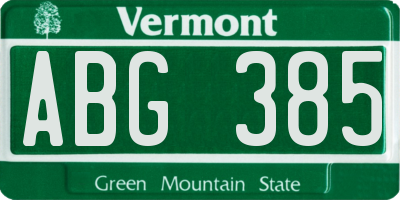 VT license plate ABG385