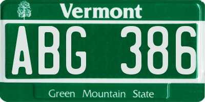 VT license plate ABG386