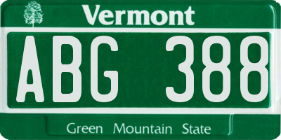 VT license plate ABG388