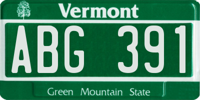 VT license plate ABG391