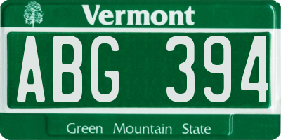 VT license plate ABG394