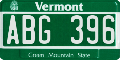 VT license plate ABG396