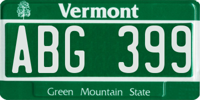 VT license plate ABG399