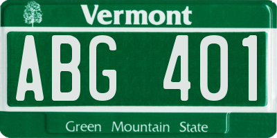 VT license plate ABG401