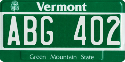 VT license plate ABG402