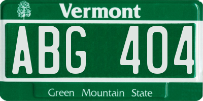 VT license plate ABG404