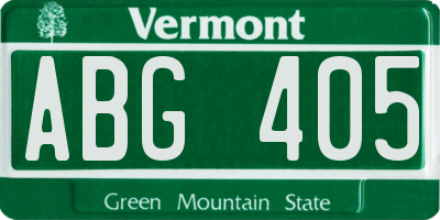 VT license plate ABG405