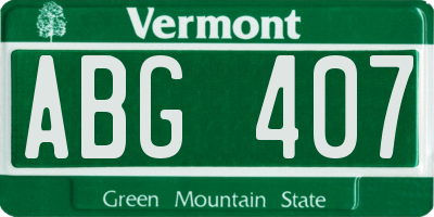 VT license plate ABG407