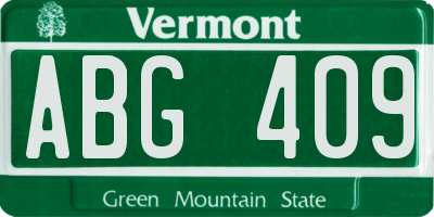 VT license plate ABG409