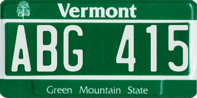 VT license plate ABG415