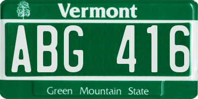 VT license plate ABG416