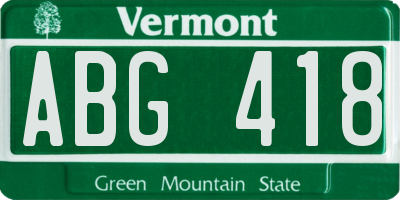 VT license plate ABG418