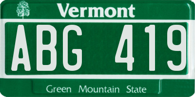 VT license plate ABG419