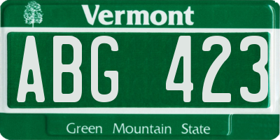 VT license plate ABG423