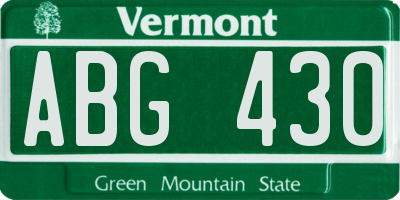 VT license plate ABG430