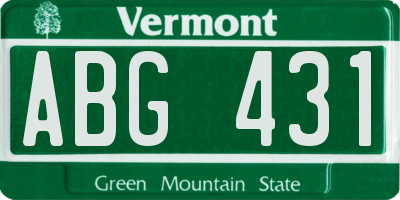 VT license plate ABG431