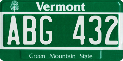 VT license plate ABG432